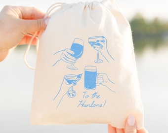Hand Drawn Bag - Hangover Kit - Drinks Kit - Hangover Bags -Custom Recovery Kit - Bachelorette Gift - Bachelorette - Wedding Favor - Italian