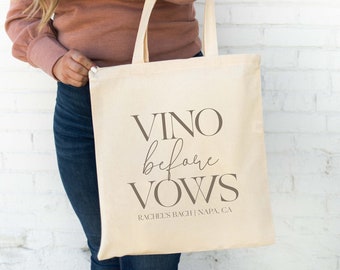 Vino Before Vows Tote Bags - Destination Wedding Tote - Bachelorette Tote Bag - Welcome Totes -Welcome Bags - Winery Welcome Bag - Wine Tote