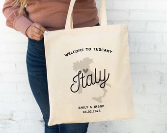 Italy Wedding Tote - Custom Wedding Tote - Italy Wedding Favor - Italian Wedding Tote - Tuscany Wedding Welcome Bag - Amalfi Coast Wedding