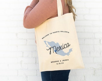Cancun Wedding Tote - Custom Wedding Tote Bag - Destination Wedding Favor - Puerto Vallarta Tote Bag - Cabo Wedding