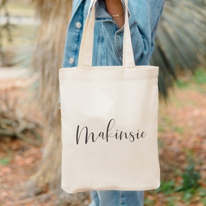 Personalized Script Tote Bag - Wedding Welcome Bag - Bachelorette Party Tote - Custom Bridesmaid Tote - Bridal Party Bag - Bridesmaid Gift