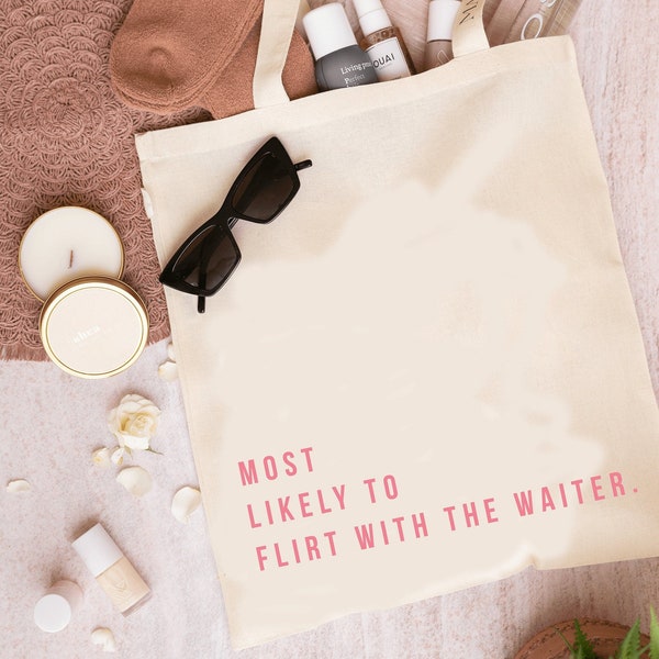 Most Likely to Bachelorette Bags - Custom Bachelorette Totes - Bachelorette Handle Tote Bag -  Bachelorette Welcome Bag - Most Likely to Bag