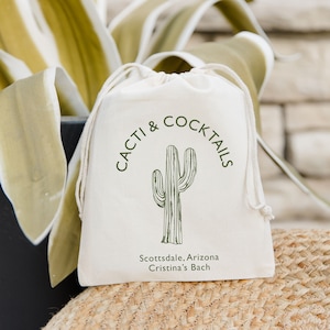 Cacti and Cocktails Bags - Desert Bachelorette Bag - Simple Wedding Welcome Bags - Recovery Kit - Hangover Kit Bags - Desert Aesthetic