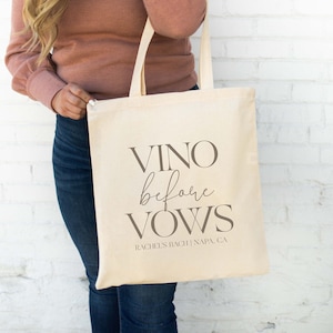 Vino Before Vows Tote Bags - Destination Wedding Tote - Bachelorette Tote Bag - Welcome Totes -Welcome Bags - Winery Welcome Bag - Wine Tote