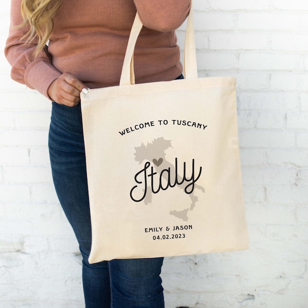 Italy Wedding Tote - Custom Wedding Tote - Italy Wedding Favor - Italian Wedding Tote - Tuscany Wedding Welcome Bag - Amalfi Coast Wedding