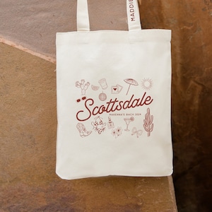 Scottsdale Hand Drawn Trendy Bachelorette Tote - Club Bachelorette -Aesthetic Bach Tote - Bubbly Bach Welcome Tote - Desert Bach -Girls Club