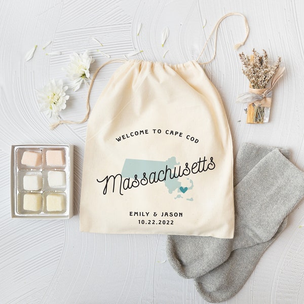 Destination Wedding Favors -   Cape Cod Wedding Bag - Massachusetts Wedding Favor - Massachusetts Favor Bag  - Boston Wedding Favor Bag