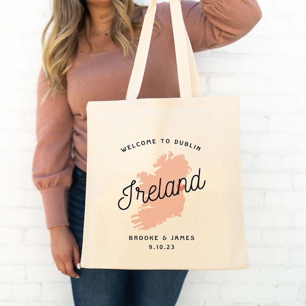 Ireland Wedding Tote - Custom Wedding Tote Bag - Destination Wedding Favor - Dublin Tote Bag - Cork Wedding