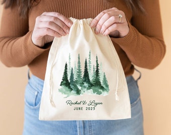 Forest Wedding Welcome Bag - Watercolor Pine Tree Welcome Bag - Hangover Kit Bag - Destination Wedding Bag - Wedding Favors - Welcome Bags