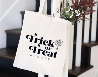 Halloween Tote Bag - Halloween Favor Bag - Trick or Treat Bag - Custom Name Trick or Treat Bag - Personalized Halloween Bag