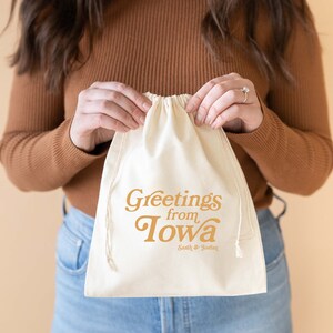 Greetings from Iowa - Des Moines Wedding Bag - Iowa Wedding Favor - Destination Wedding Favors - Iowa Wedding Favor Bag