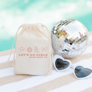 Disco Cowgirl Bachelorette Tasche - Western Bach Hangover Kit Tasche - Girls Trip Willkommen Taschen - Let's Go Girls Taschen - Hochzeitsbevorzugung - Hangover Kit Tasche