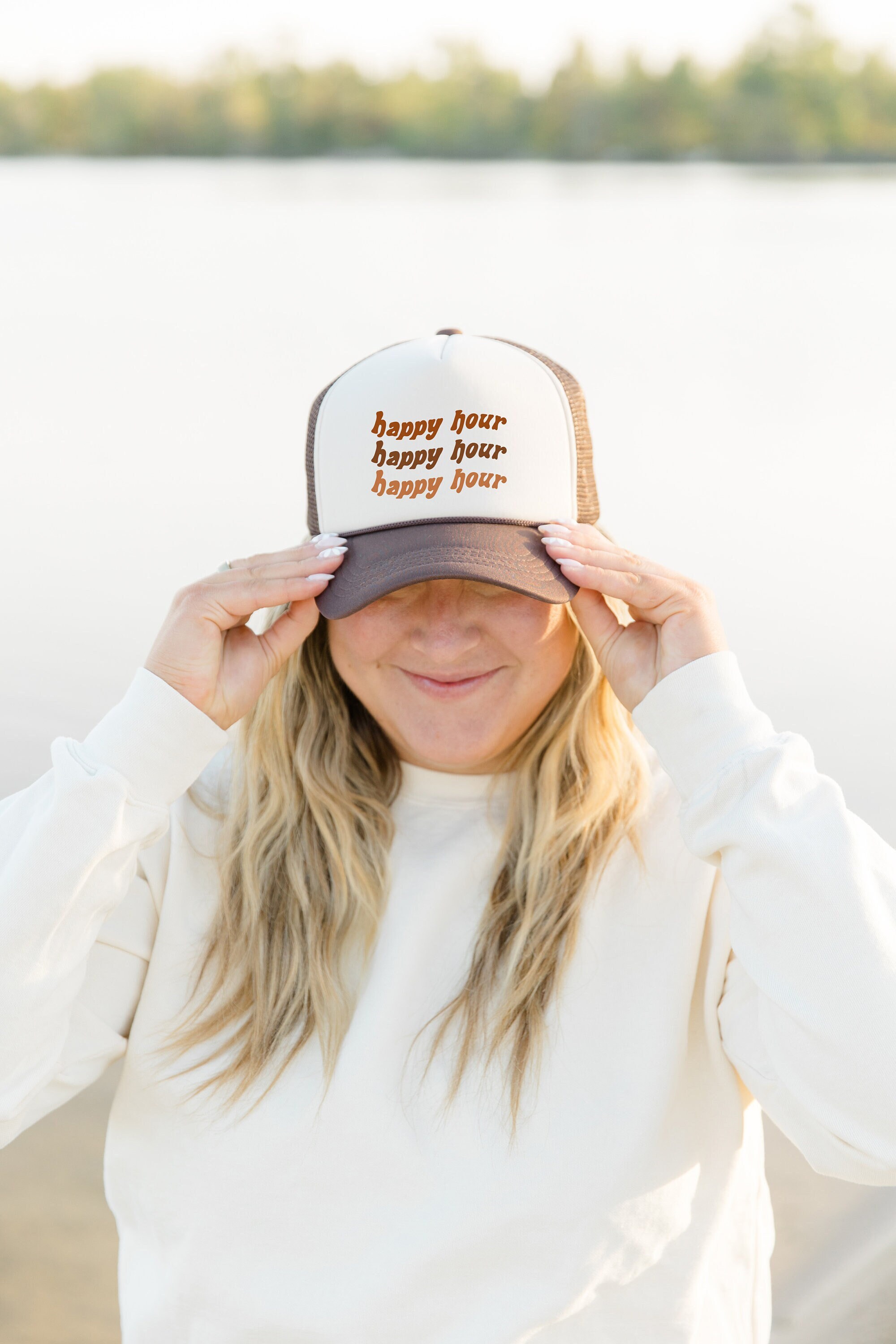 Happy Hour Trucker Hat - Custom Snapback Hat - Custom 