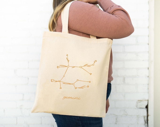 Gemini Constellation - Astrology Tote Bag - Zodiac Sign Bag - Star Sign Tote - Horoscope Tote Bag - Canvas Bag - Custom Canvas Bag