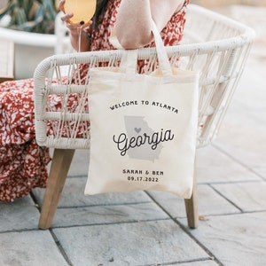 Atlanta Wedding Tote - Custom Wedding Tote Bag - Georgia Wedding Favor - Georgia Tote  - Georgia Wedding Tote - Atlanta Welcome Bag