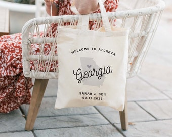 Atlanta Wedding Tote - Custom Wedding Tote Bag - Georgia Wedding Favor - Georgia Tote  - Georgia Wedding Tote - Atlanta Welcome Bag