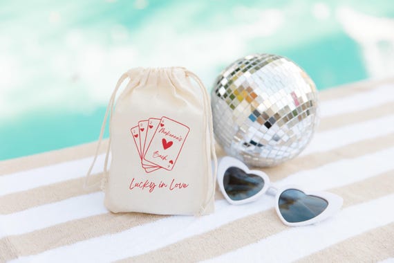 Lucky in Love  - Trendy Hand Drawn Bach - Vegas Wedding - Hangover Kit - Hangover Bags - Custom Recovery Kit - Bachelorette Gifts -