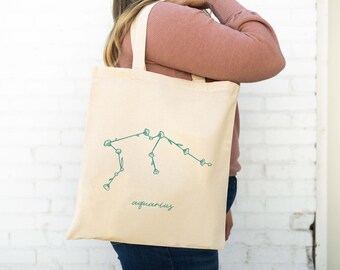Wassermann Sternbild - Astrologie Tote Bag - Sternzeichen Tasche - Horoskop Tote Bag - Canvas Tasche - Personalisierte Tasche