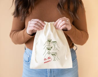 Holiday Hangover Kit - Hangover Bag -Holiday Party Recovery Kit - Bachelorette Gift - Bachelorette - Christmas Party Favor - Hand Drawn Bag