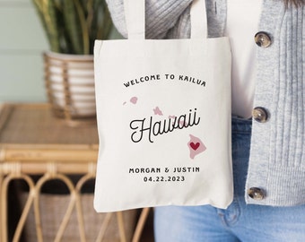 Hawaii Wedding Tote - Custom Wedding Tote Bag - Hawaii Wedding Favor - Hawaii Tote  - Kona Wedding Tote - Honolulu Welcome Bag