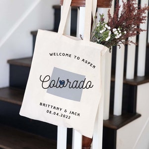 Colorado Wedding Tote - Custom Wedding Tote Bag - Colorado Wedding Favor - Colorado Tote  - Denver Wedding Tote Bag - Denver Welcome Bag