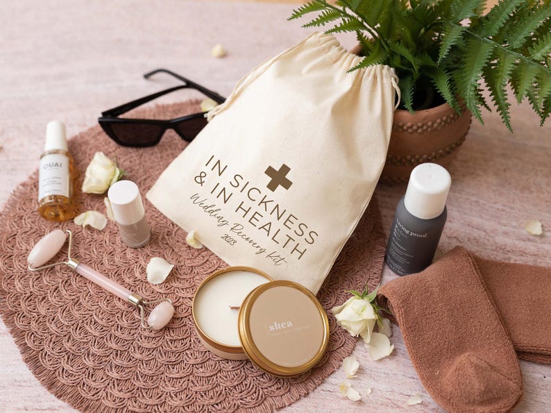 Wedding Hangover Kit - Hangover Kit - In Sickness and In Health Hangover Kit - Hangover Bags - Custom Hangover Kits - Wedding Hangover Bag image 2
