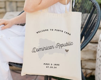 Dominican Republic Wedding Tote - Custom Wedding Tote Bag - Destination Wedding Favor - DR Tote Bag - Punta Cana Wedding - Beach Wedding