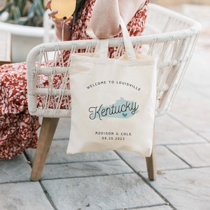 Kentucky Wedding Tote - Custom Wedding Tote Bag - Kentucky Wedding Favor -  Kentucky Tote - Louisville Wedding Tote - Louisville Welcome Bag