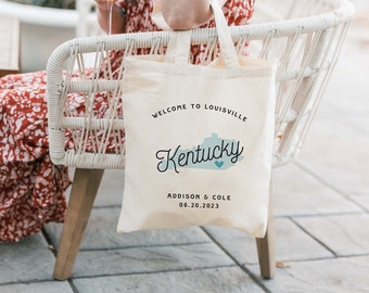 Kentucky Wedding Tote - Custom Wedding Tote Bag - Kentucky Wedding Favor - Kentucky Tote - Louisville Wedding Tote - Louisville Welcome Bag