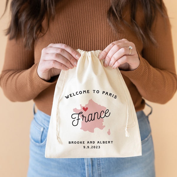 Destination Wedding Favors - Paris Wedding Bag - France Wedding Favor - Wedding Favor Bag - French Wedding Favor Bag - Eiffel Tower Wedding