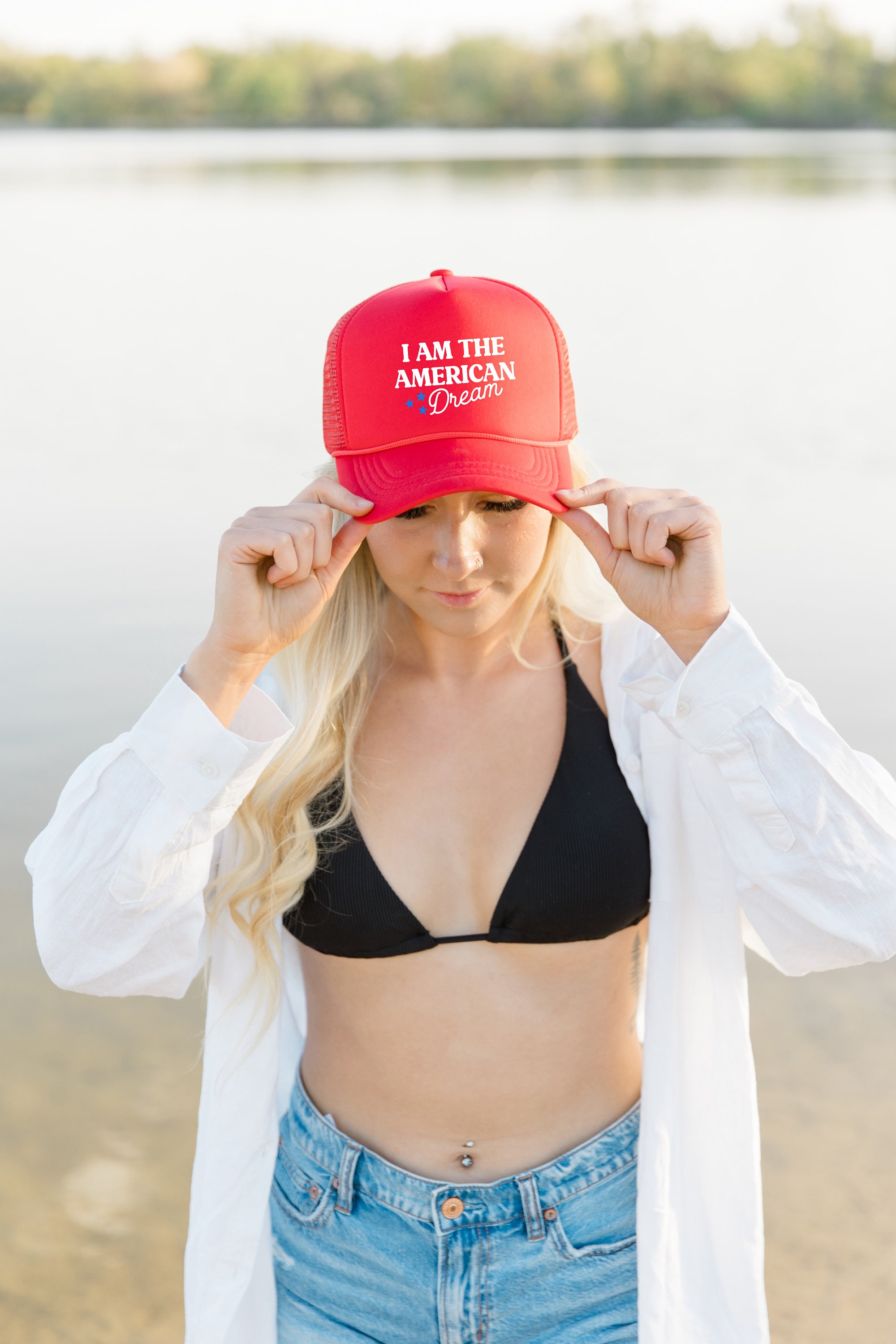 I Am The American Dream Patriotic Canvas Hat – Vintage USA Snapback Livin main image 3