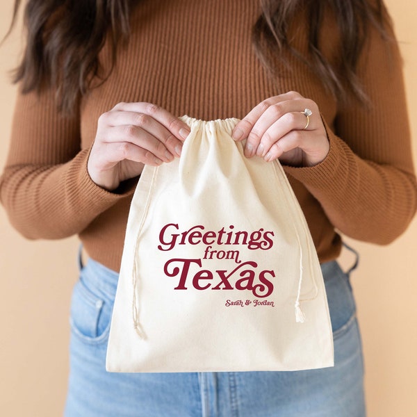 Greetings from Texas - Dallas Wedding - Texas Wedding Favor - Destination Wedding Favors - Fort Worth Wedding Favor Bag