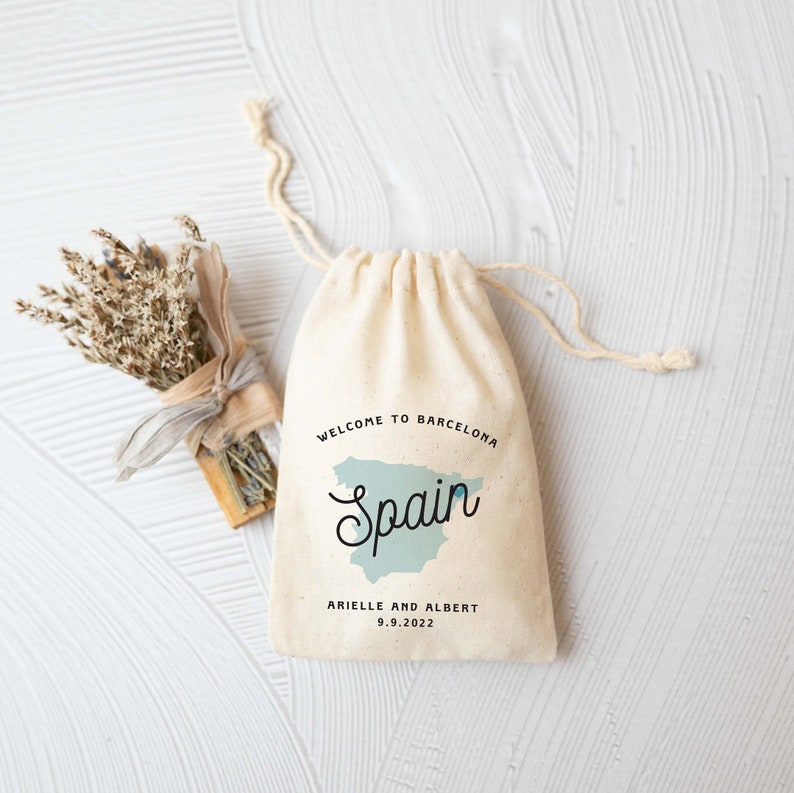 Destination Wedding Favors Spain Wedding Bag Spanish Wedding Madrid Favor Bag European Wedding Favor Bag Barcelona Wedding image 1