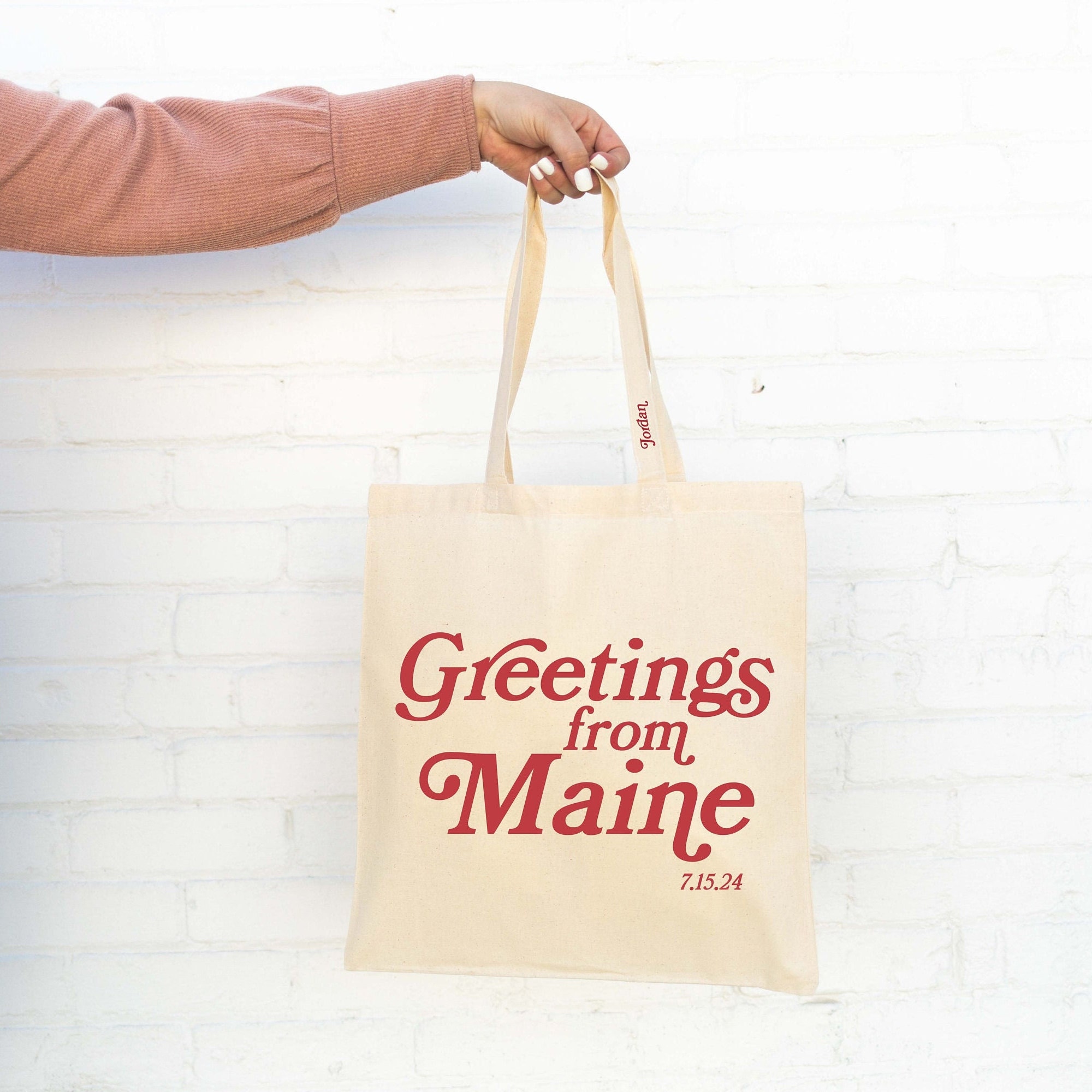 Maine Wedding Tote - Custom Wedding Tote Bag -  Wedding Favor - Maine Tote Bag - Greetings From Maine - Wedding Tote Bag