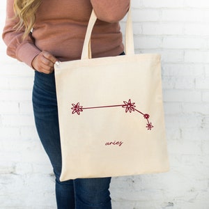 Aries Constellation - Astrology Tote Bag - Zodiac Sign Bag - Star Sign Tote - Horoscope Tote Bag - Canvas Bag - Custom Canvas Bag