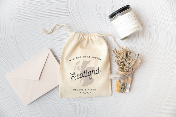 Destination Wedding Favors - Scotland Wedding Bag - Scottish Wedding - Wedding Favor Bag - European Wedding Favor Bag - Edinburgh Wedding