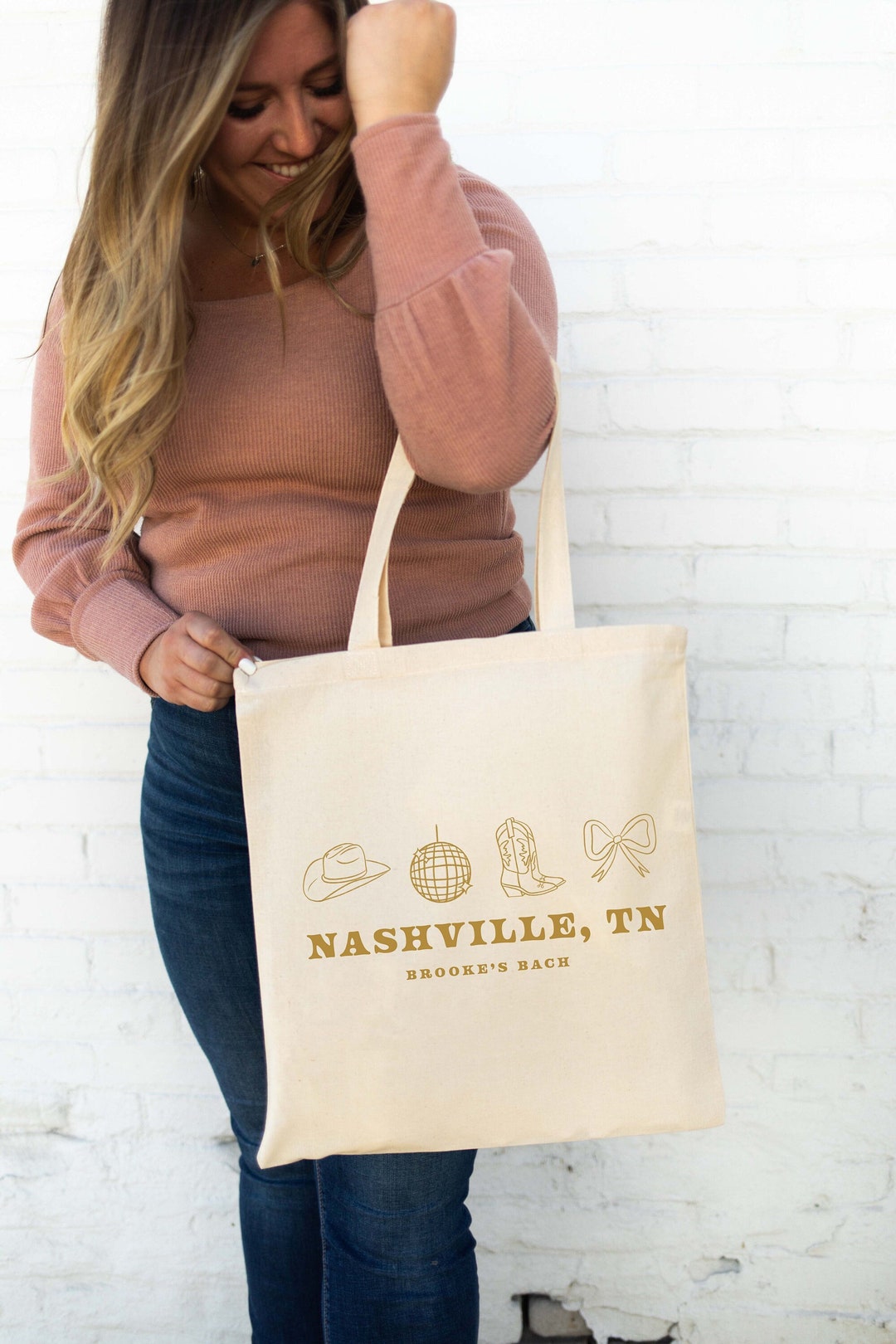 Bachelorette Tote Bag - Disco Cowgirl Bach Totes - Cowboy Boots Tote ...