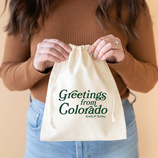 Greetings from Colorado - Denver Wedding Bag - Colorado Wedding Favor - Destination Wedding Favors - Colorado Wedding Favor Bag