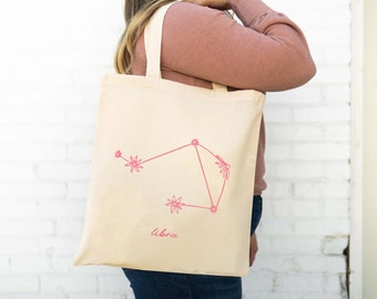 Libra Constellation - Astrology Tote Bag - Zodiac Sign Bag - Star Sign Tote - Horoscope Tote Bag - Canvas Bag - Custom Canvas Bag