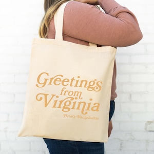 Virginia Wedding Tote - Custom Wedding Tote Bag - Wedding Favor - Virginia Wedding Tote Bag - Greetings From Virginia - Wedding Tote