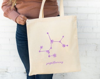 Sagittarius Constellation - Astrology Tote Bag - Zodiac Sign Bag - Star Sign Tote - Horoscope Tote Bag - Canvas Bag - Custom Canvas Bag