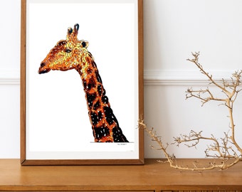 Print - Giraffe Portrait --- A4 Poster -