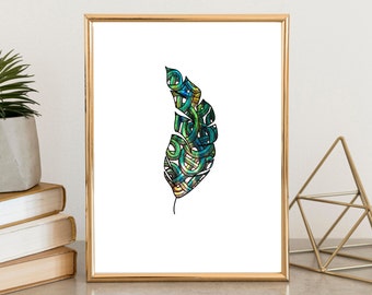 Print - Watercolor tropical plant --- A4 poster -