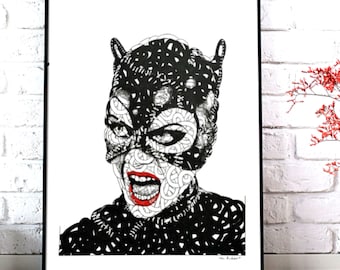 Print - Portrait of Catwoman -- A4 Poster -