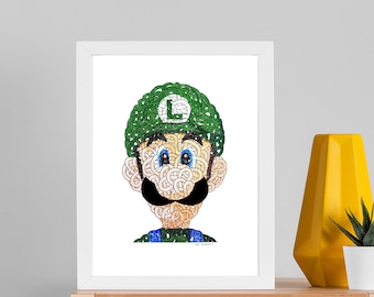Print - Portrait of Luigi --- Mario Collection #2 --- A4 Poster -