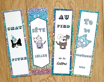 Set of 4 bookmarks - Animals - Humor