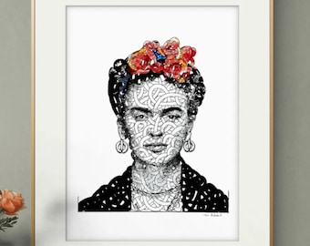 Print - Portrait of Frida Kahlo --- A4 Poster