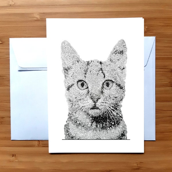 Carte postale Chat - Dessin - Lineart