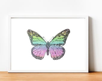 Print - Butterfly - Drawing - A4 Poster