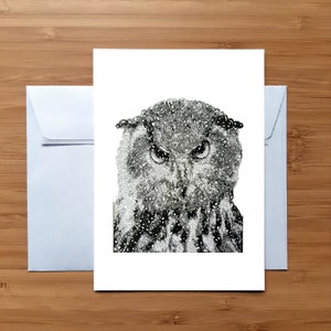 Carte postale - Hibou - Dessin Lineart